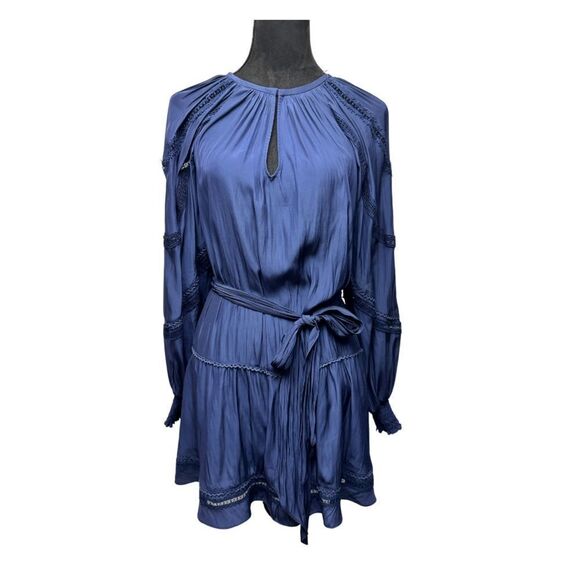 Ramy Brook Belted Long Sleeve Dress Navy - Picture 2 of 12